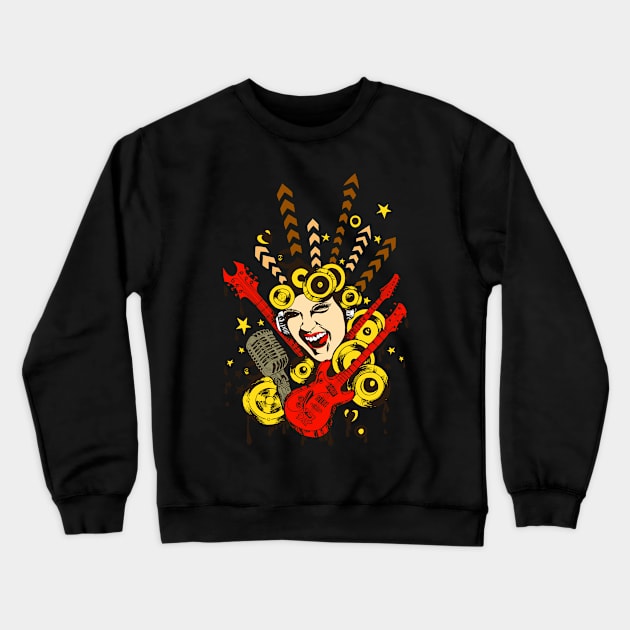 Metal Girl Solid Crewneck Sweatshirt by Cemetcooper